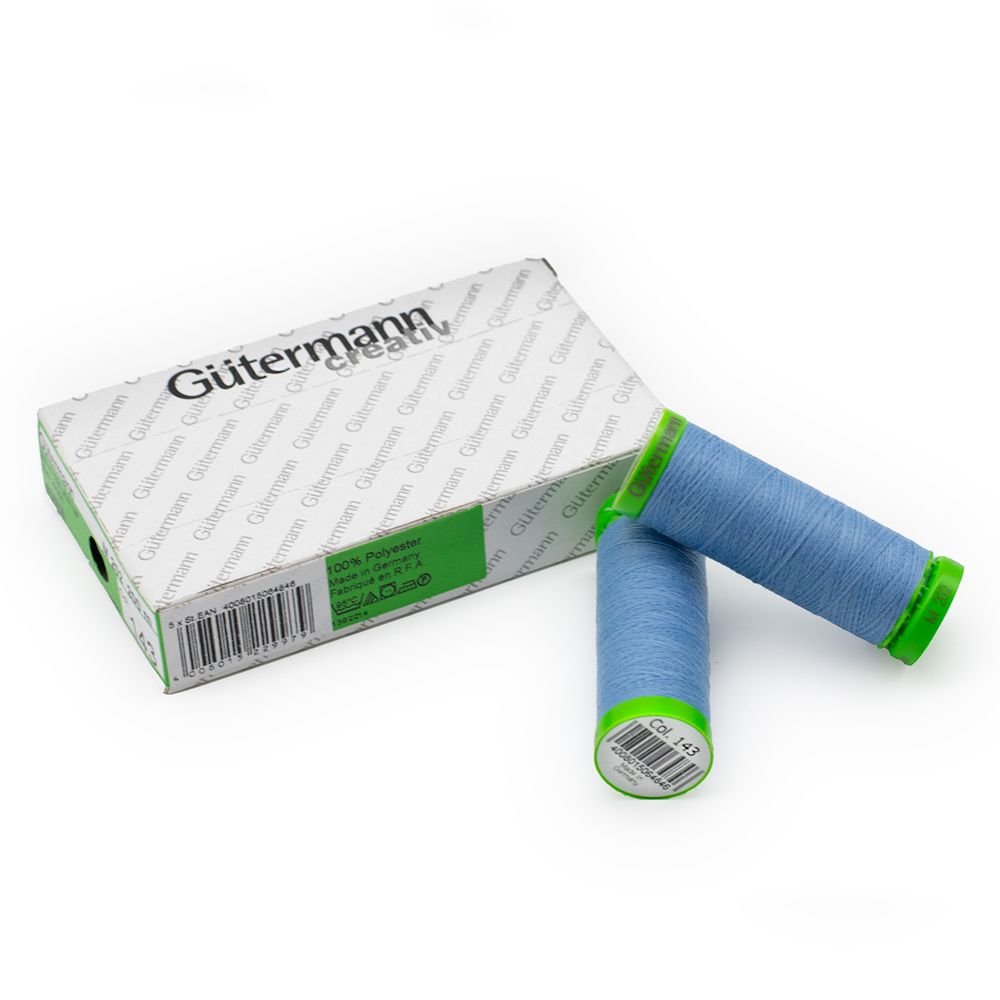 Нитки для тонких тканей Gutermann Extra Fine 150, 200м, 143 серо-голубой, 5 катушек