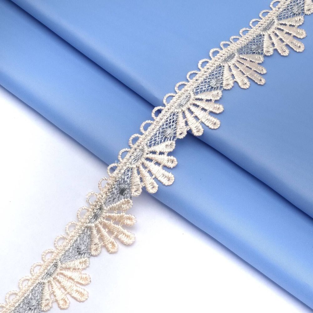 Кружево гипюр (плетёное) 30 мм / 13.7 метров, (интерьерное) голубой, 3AR2339