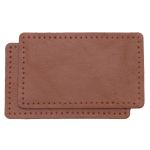 Заплатки пришивные из кожи, прямоугольник 6х9,6см с перфорацией, 2 шт, 100% кожа, 02 светло-коричневый, 9113