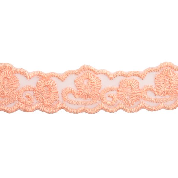 Кружево на сетке 23 мм, 13.71м, цв.025 св.розовый