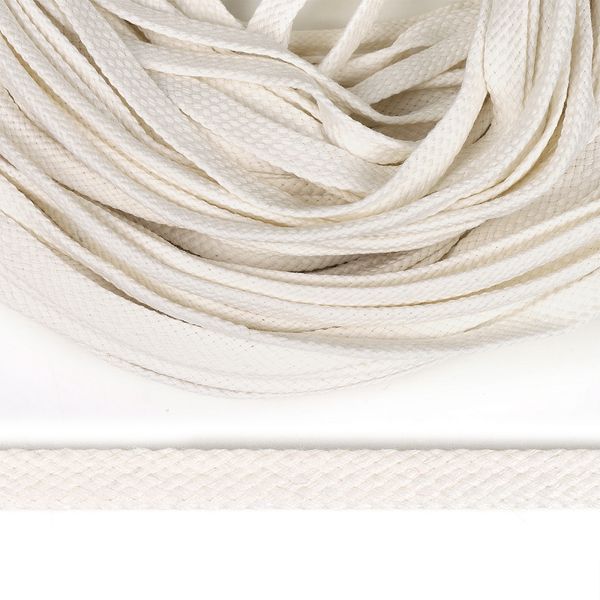 Шнур плоский плетеный х/б ⌀10.0 мм / 50 метров, турецкое плетение TW, 002 св.суровый