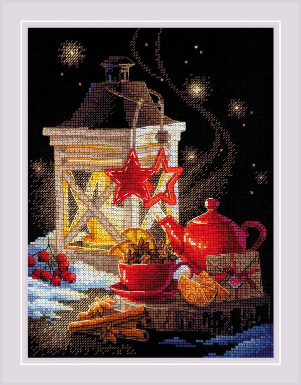 Набор для вышивания нитками Риолис, Зимний чай, 18х24 см