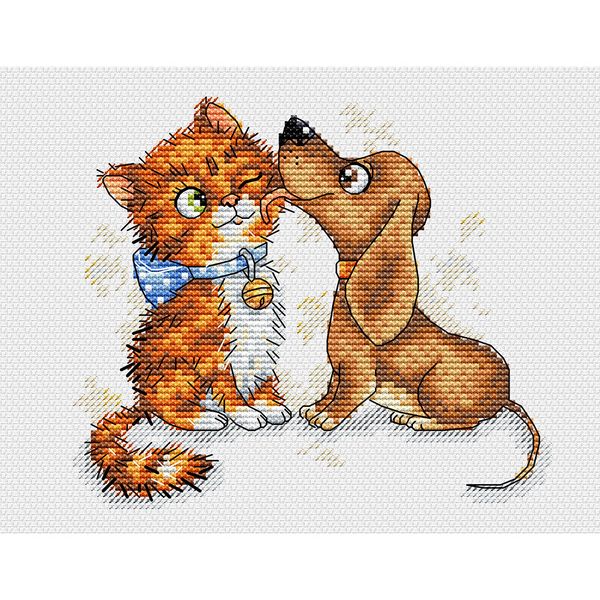 Набор для вышивания нитками МП Студия (Жар-птица), Лучшие друзья 14х18 см