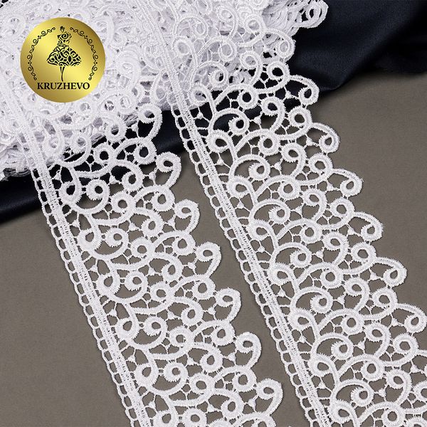Кружево гипюр (плетёное) 80 мм, TR.8G8386, 03 белый, 12м, Kruzhevo