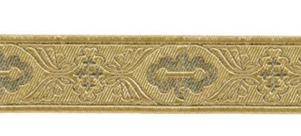 Лента (тесьма) жаккардовая 50.0 мм / 10±0.5 метров, (галун православный), золото, Gamma TRJ-65