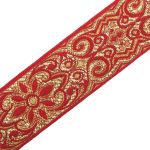 Лента (тесьма) жаккардовая 32.0 мм / 25±1 метров, с метанитом рис. 9171 (11 красный/желтый/золото) С3104Г17