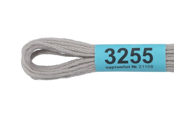 Мулине Gamma 100% хлопок, цв.3255 св.серый, 24 мотка по 8 метров