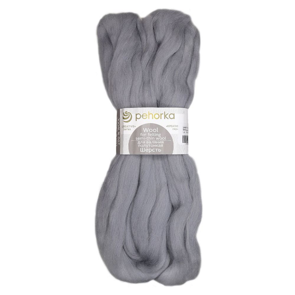 Шерсть для валяния Пехорка полутонкая шерсть (100% шерсть) 50г цв.059 мышонок Шерсть для валяния Пехорка полутонкая шерсть (100% шерсть) 50г цв.059 мышонок