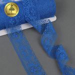 Кружево отделочное в стиле "трикотаж" 40 мм, 1660 цв.синий, 27.4 м