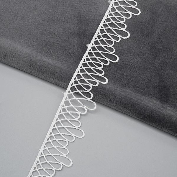 Кружево гипюр (плетёное) 30 мм, / 9.14 метра, белый