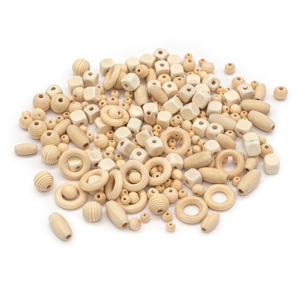 Бусины дерево набор 6-20 мм, МИКС, 138 (± 6) шт, Astra&Craft