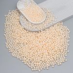 Бусины акрил ⌀8 мм, 500 г, цвет. с белой сердц., круглые часто гран., 35 бежевый, Astra&Craft LY-162