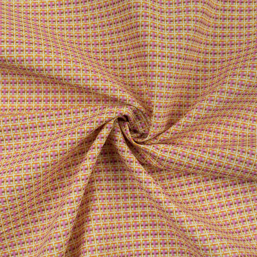 Ткань для пэчворка PEPPY БАБУШКИН СУНДУЧОК ФАСОВКА 100х112 см, 140±5 100% хлопок, БС-15 клетка яр.желтый/бирюзовый, Peppy БАБУШКИН СУНДУЧОК