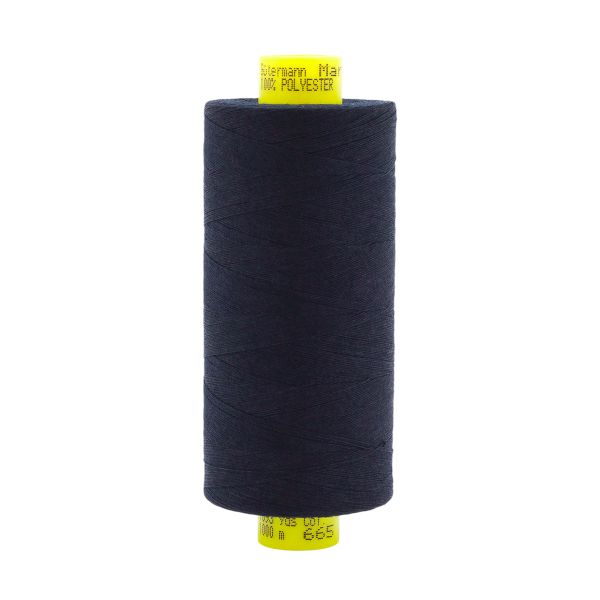 Нитка особо тонкая Gutermann Mara №150 (150/2), 1000 м, 713953, цв. 665 сине-черный, 1 катушка