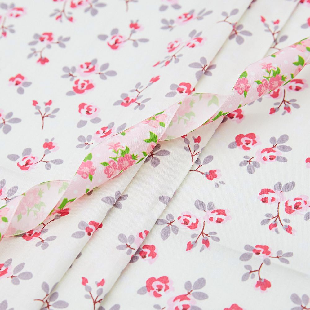 Ткань для рукоделия в наборе х/б с лентой (25728/25303 молочный) 29432