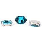 Хрустальные стразы в цапах овальной формы, голубой 13х18 мм, 3 шт., ОЦ010НН1318