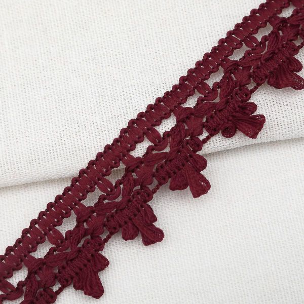 Тесьма отделочная вязаная 32 мм, 10 м, бордо