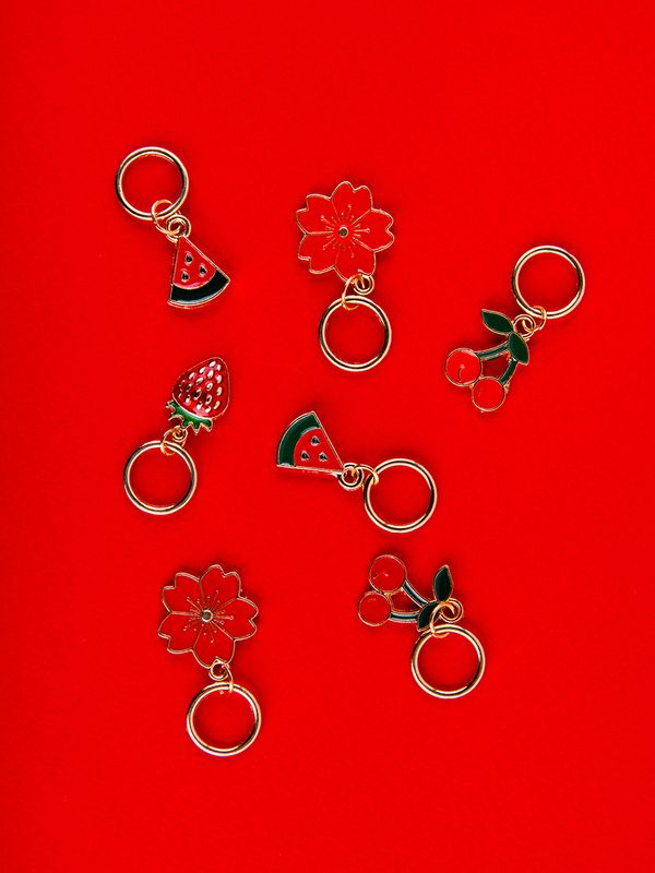 Кольца маркировочные металл, 6 шт, №02 с подвесками лето, Gamma MKK-06