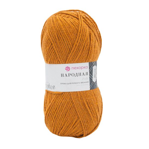 Пряжа Пехорка Народная / уп.5 мот. по 100 г, 220 м, 447-Горчица