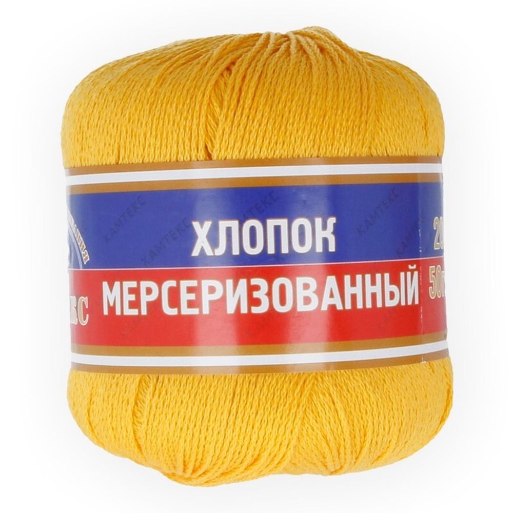 Пряжа Камтекс Хлопок мерсеризованный / уп.10 мот. по 50 г, 200 м, цв.104 желтый