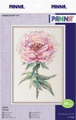 Набор для вышивания нитками Panna C-7468, Пион, 25.5х38.5 см