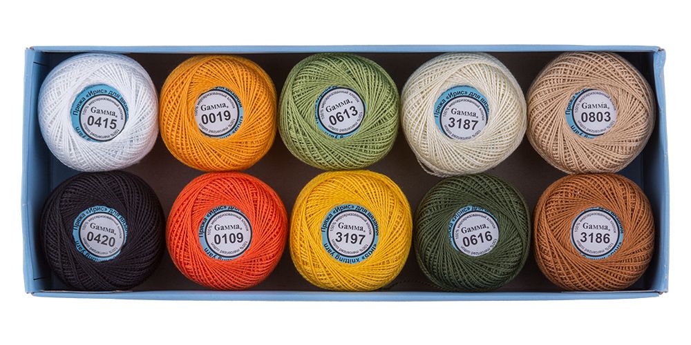 Пряжа нитки Ирис ассорти / уп.10 мот. по 10 г, 82 м, 17, Gamma Пряжа нитки Ирис ассорти / уп.10 мот. по 10 г, 82 м, 17, Gamma