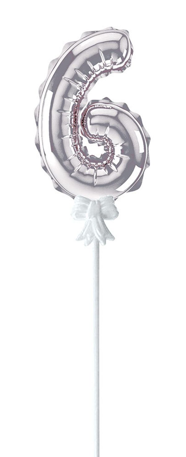 Шар самодув Цифра, 5 шт, 6, серебряная, Boomzee FBZ-04