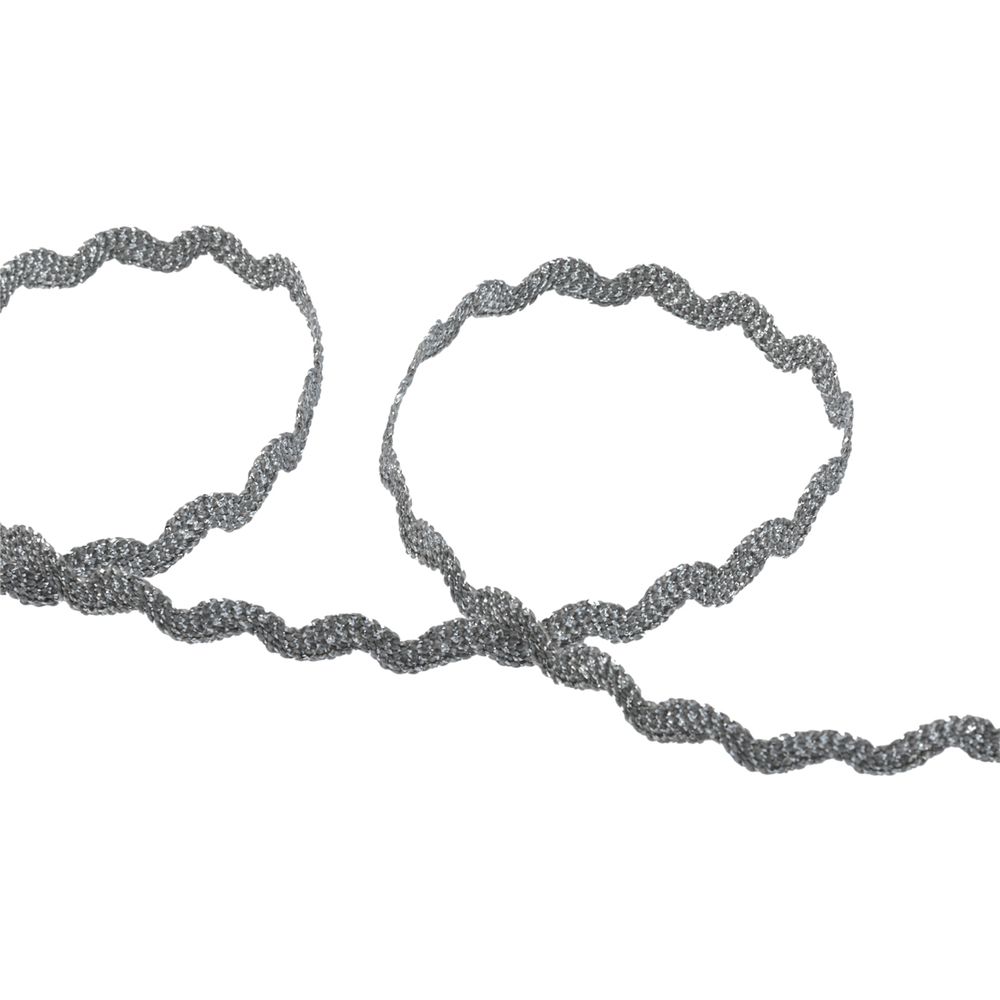 Тесьма отделочная зигзаг 9 мм, / 20 метров, под т.серебро/d.silver, Blitz