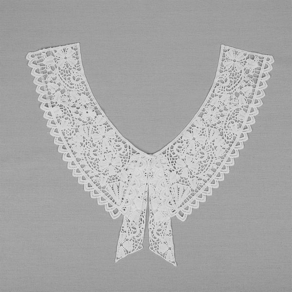 Пришивной кружевной воротник матовая нить 37смх33см, цв.белый, 5 компл, Kruzhevo
