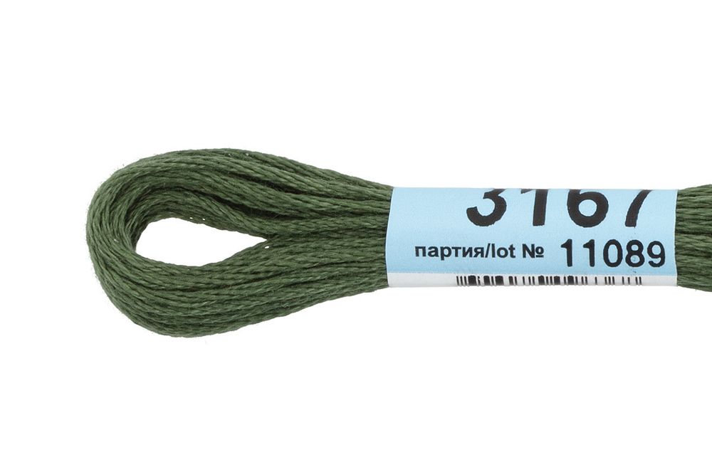 Мулине Gamma 100% хлопок, цв.3167 т.серо-зеленый, 24 мотка по 8 метров