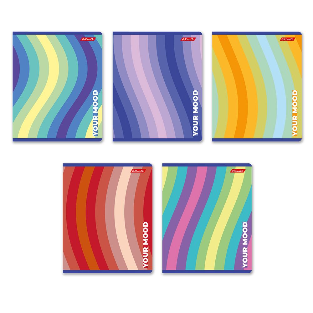 Тетрадь ученическая общая, выборочный лак, A5+ 96 л. на скобе 60 г/м², белизна 100%, 5 шт, линия в термоусадочной пленке, 000793 Палитра цвета, Светоч 96ТЕТл-003