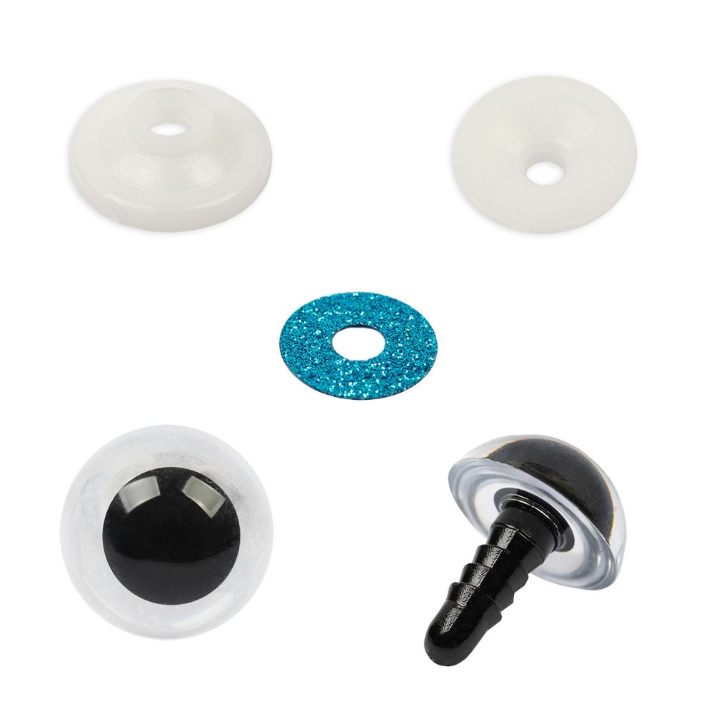 Глазки кукольные пластиковые с блестящей вставкой ⌀16 мм, 5х2 шт, синий, HobbyBe PGSB-16