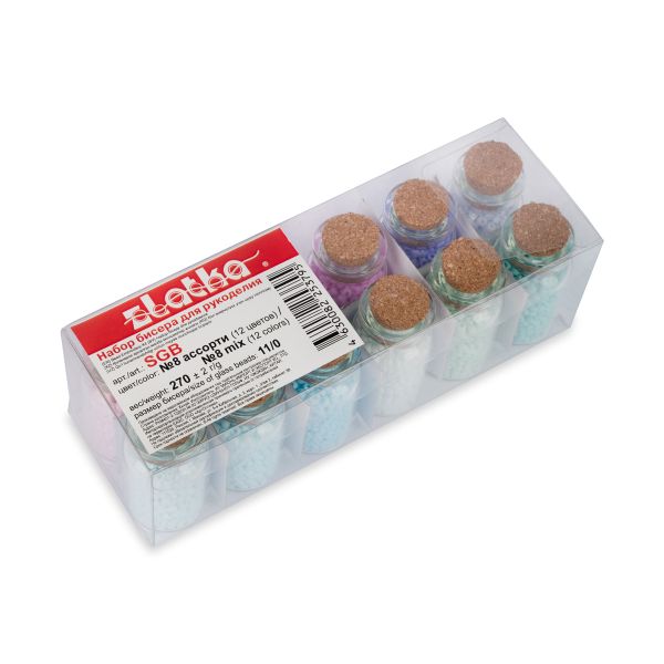 Набор бисера для рукоделия №8 ассорти макарун матовый, Zlatka SGB