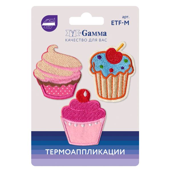 Термоаппликация №03, 3 шт, 03-301 Пирожные 5.8х4.7 см, Gamma ETF-M