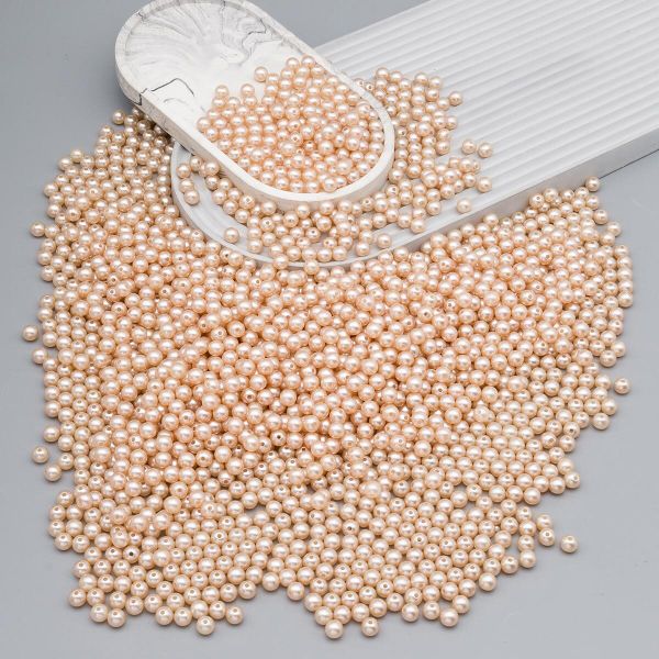 Бусины пластик под жемчуг ⌀8 мм, 500 г, цветные, круглые, A43 бежевый, Astra&Craft, LY-264