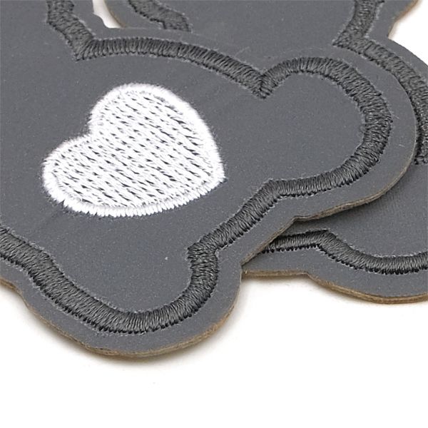 Термоаппликация светоотражающая Мишка с сердцем, 70х50 мм, LA424, 3 шт