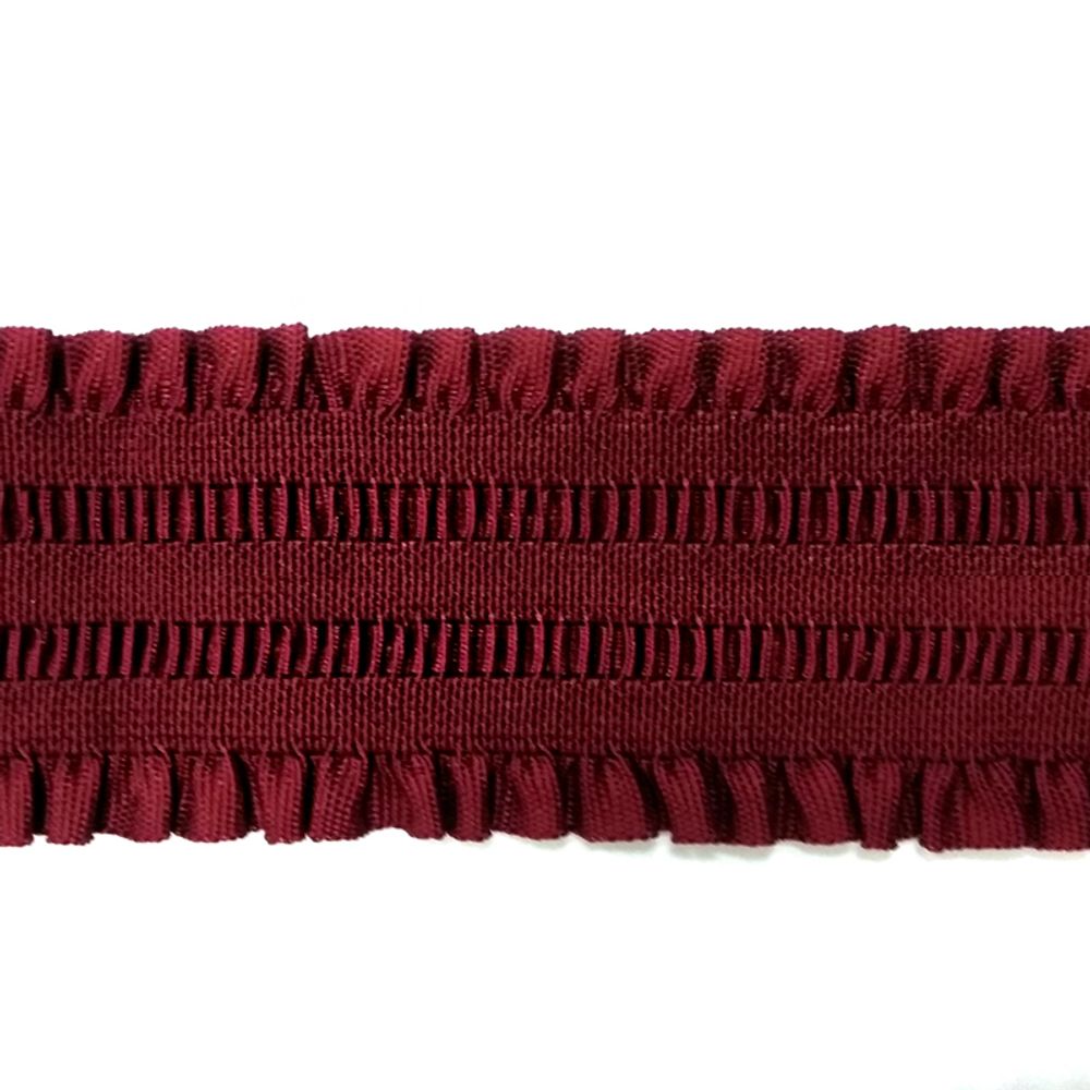 Резинка декоративная c рюшами 40 мм, 178 бордовый, 28м