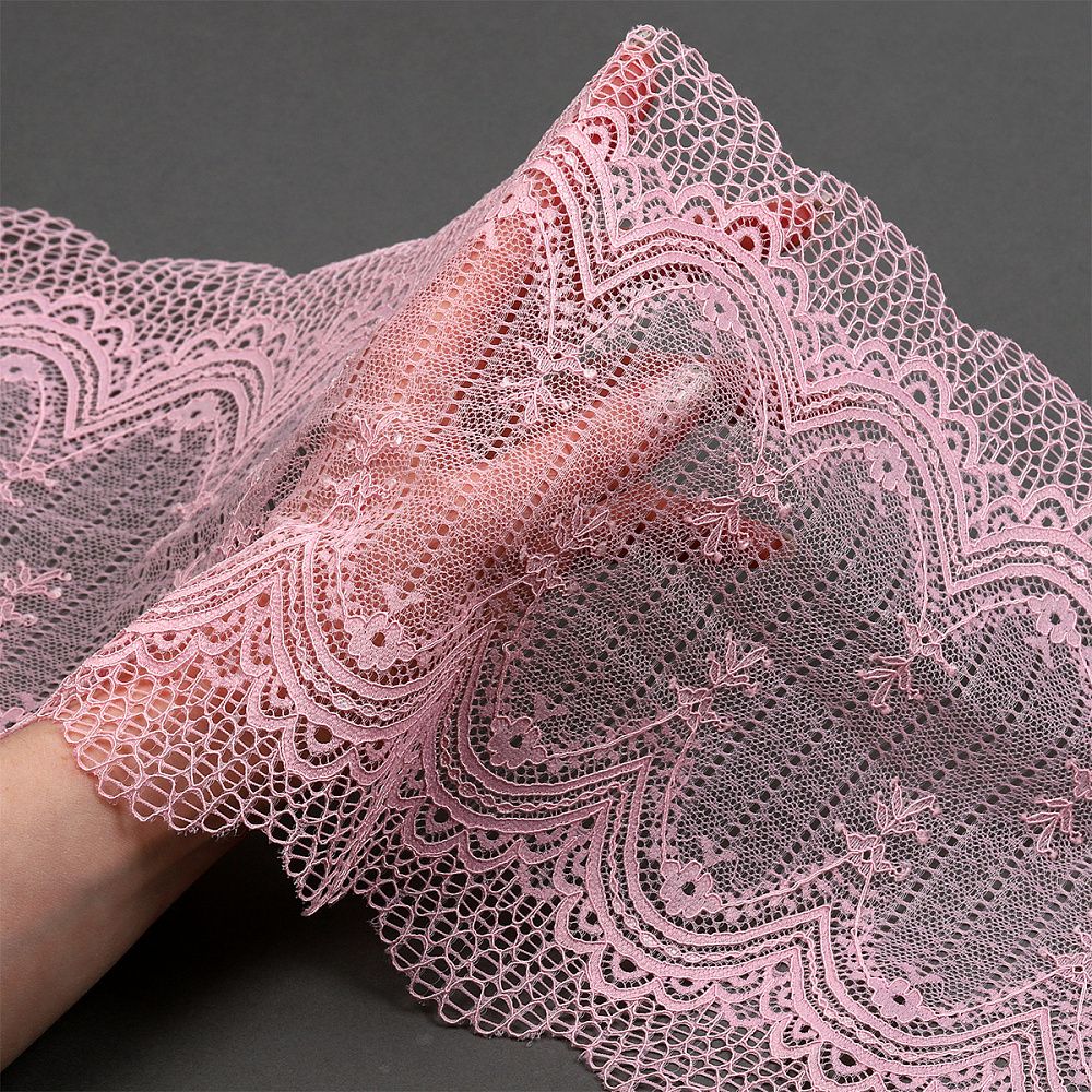 Кружево бельевое эластичное 230 мм / 10 м, 8037, цв.F133 розовый, Kruzhevo