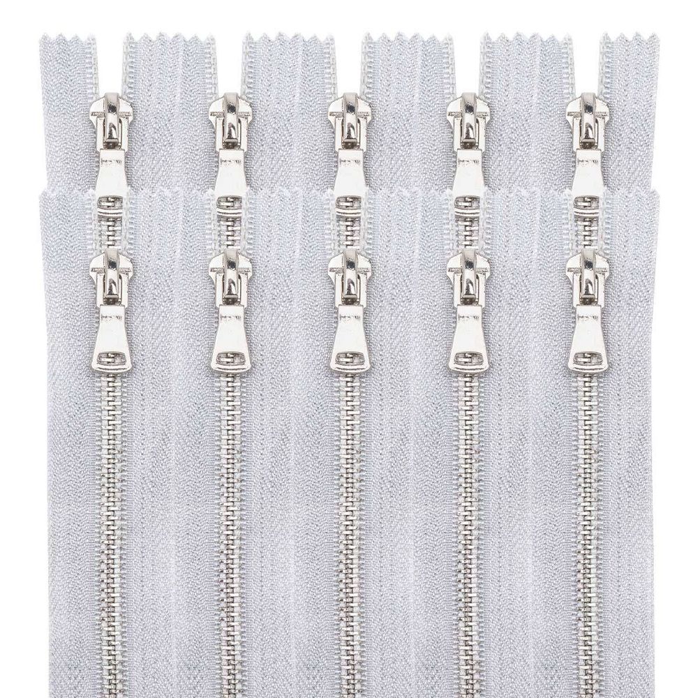 Молния металл Т5 (5 мм) 1 зам., н/раз., 18 см, серебро, 6534-0176, 10 шт