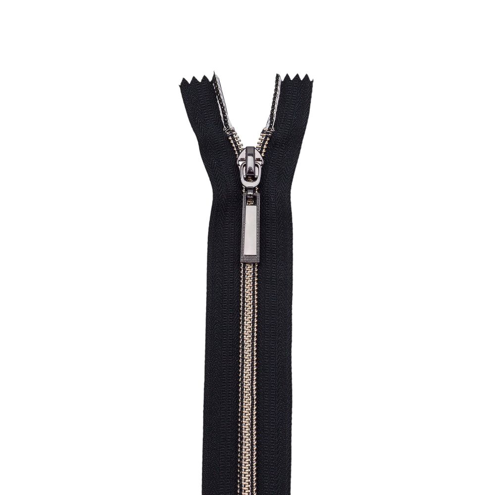 Молния спираль (витая) Т7 (7 мм) 1 зам., н/раз., 18 см, черн.ник. / черн, 10 шт