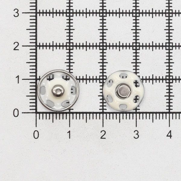 Кнопка пришивная металл ⌀12.5 мм, никель / белый, 10 шт, КПР6