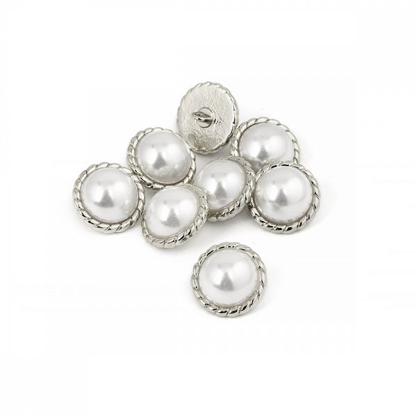 Пуговицы металлические на ножке 28L-18 мм, С-MP30 цв.серебро/перламутр, 10 шт