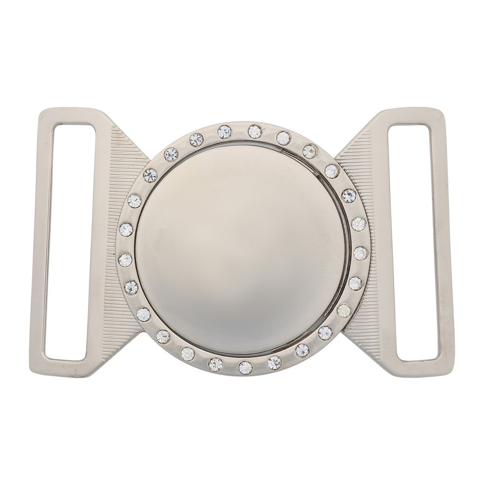 Пряжка-застежка 50мм со стразами, 2 шт, никель /TOS/