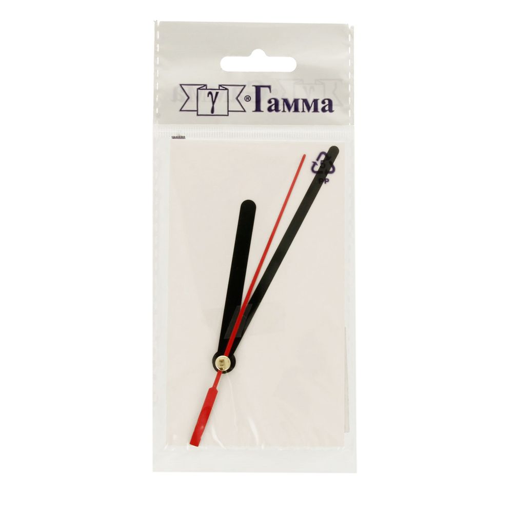 Стрелки для часовых механизмов (часовая/минутная/секундная) ЧМС, 5 шт, 63/95/90 мм, ( черный/красный)