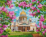 Алмазная (кристальная) мозаика Фрея ALPD-231, на подрамнике Исаакиевский собор в сирени, 50х40 см