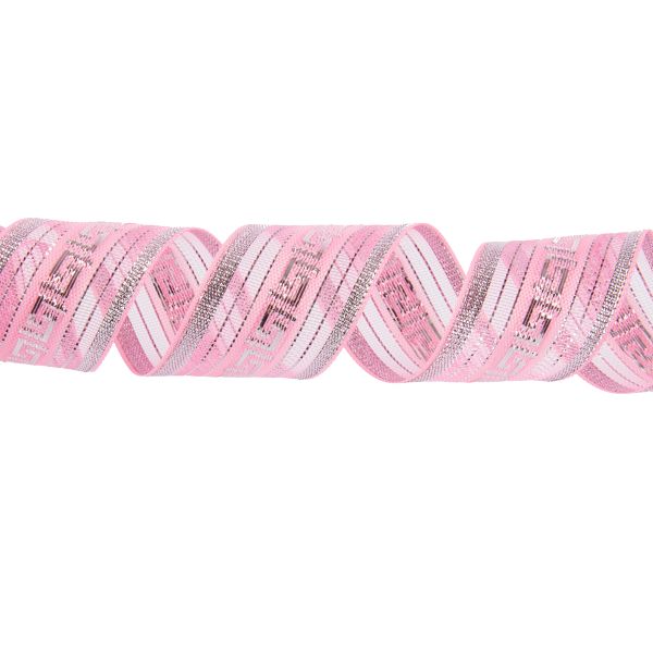 Лента металлизированная Подарочная 25±2 мм / 25±0.5 метров, роза-под серебро, Blitz