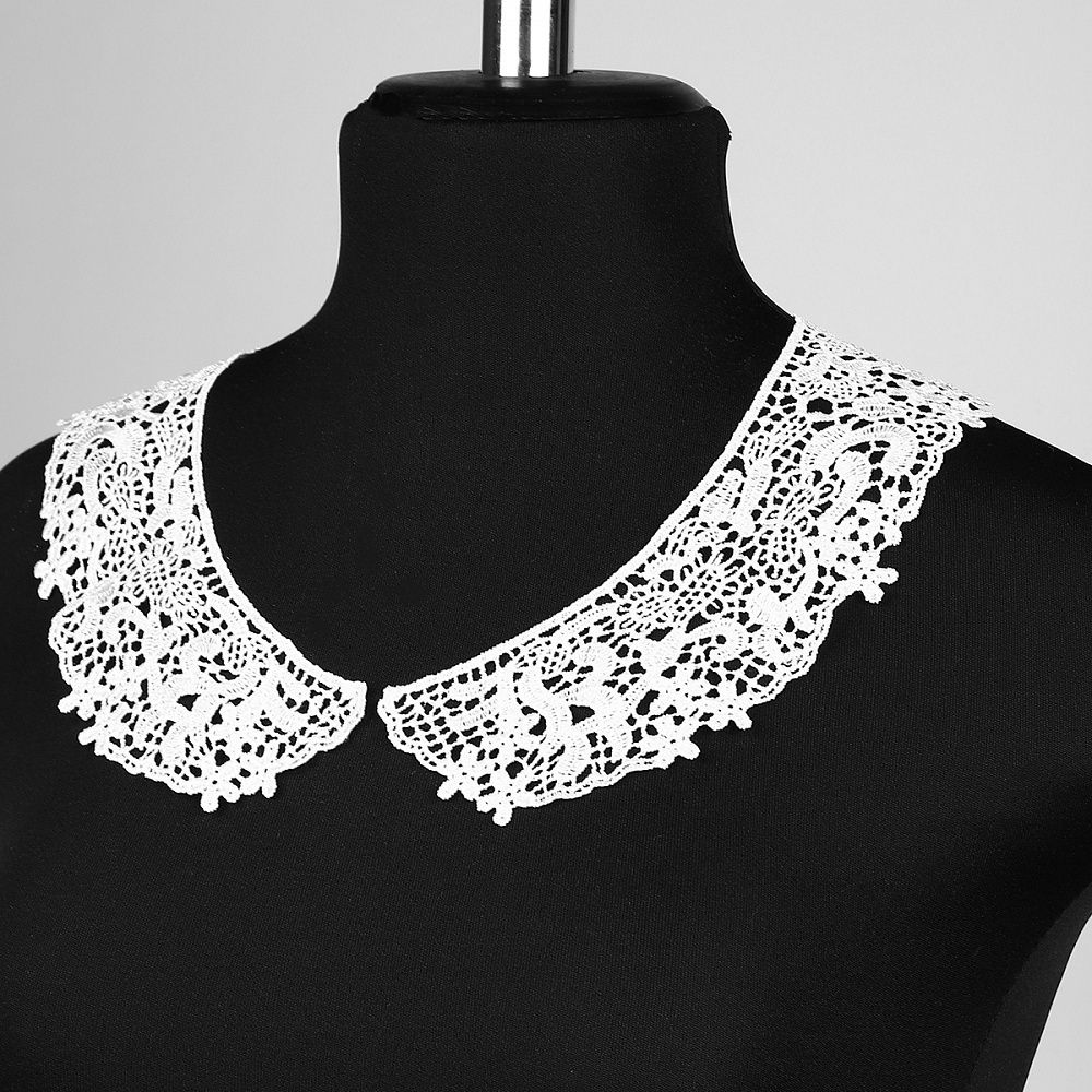 Пришивной кружевной воротник гипюр арт.TR.24GY03 27х6см цв.белый уп.50 комп, Kruzhevo