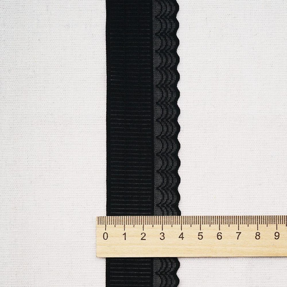 Кружево эластичное (стрейч) 40 мм / 13.72 метра, черный, 3AR3781