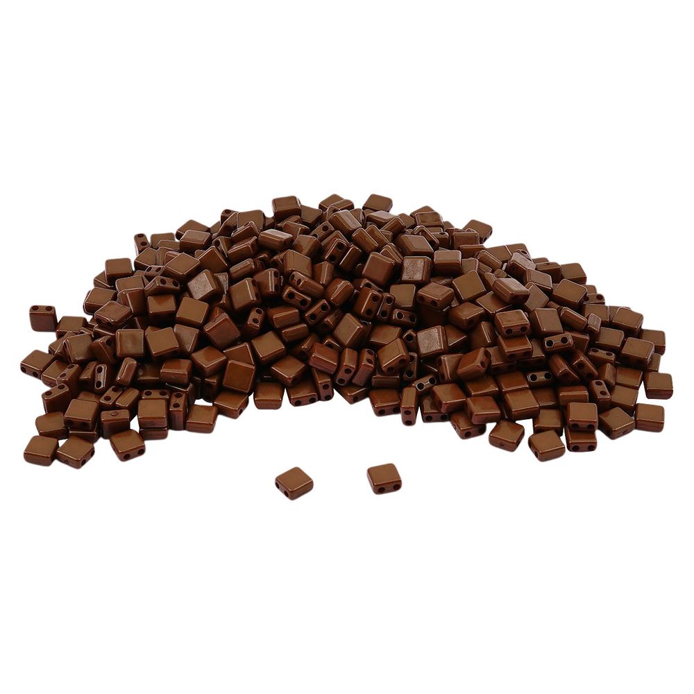 Бусины пластик 6х6х3 мм, 50 г, с двойным отверстием, плоский квадрат, 15 коричневый, Astra&Craft 7429