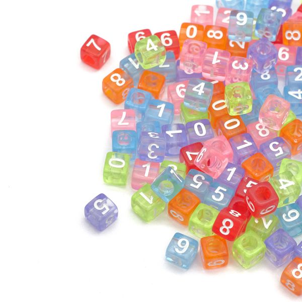 Бусины пластик набор цветные с цифрами 6х6 мм, 150 шт/упак, Astra&Craft